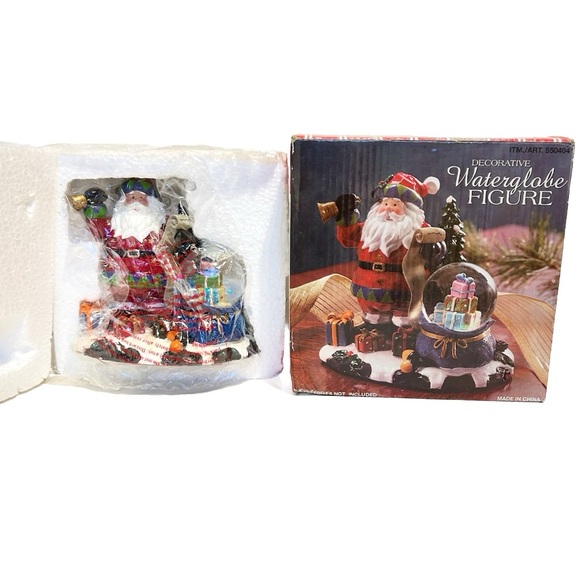 Christmas Santa Claus Snow Globe Decorative Figure Holiday Red Green Sparkly Fun - Picture 2 of 14